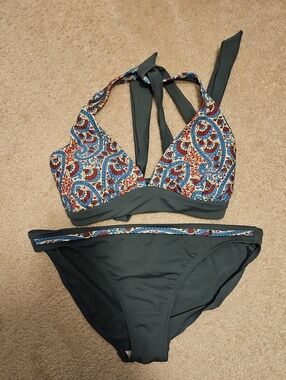 Converse Paisley Halter Bikini Set - Teal, Red, Blue